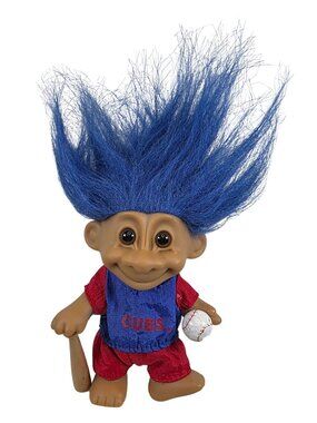 Vintage Russ Chicago Cubs Troll Doll MLB Baseball Blue Hair Bat Ball 90s